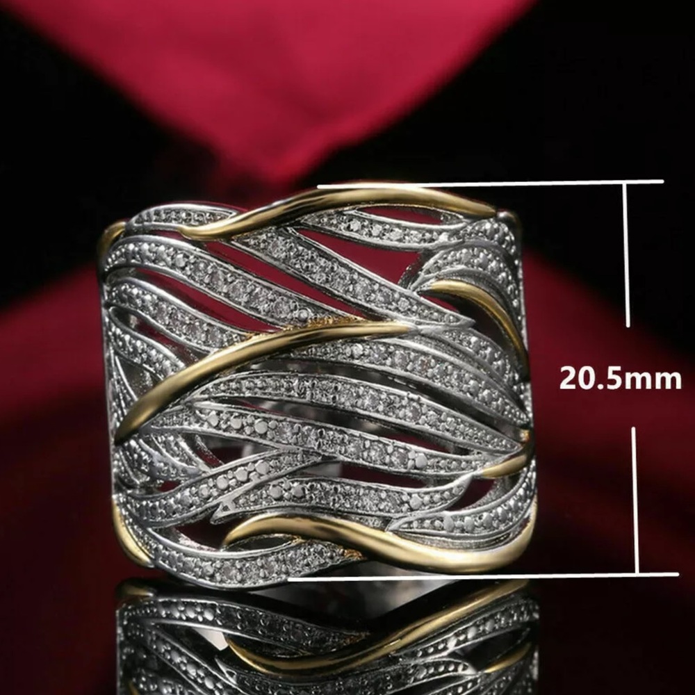 Gorgeous Two Tone 925 Silver Stamped Ring! - Picture 4 of 7